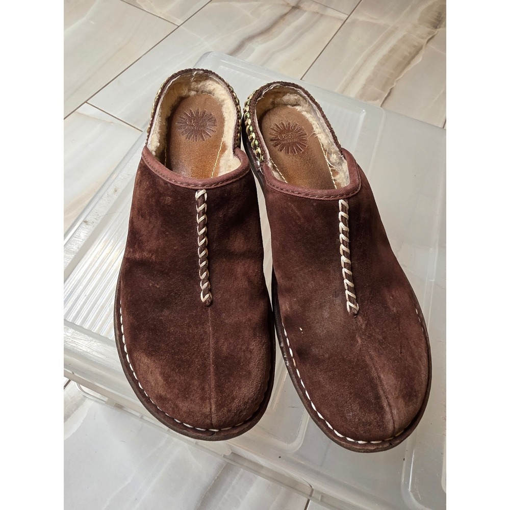 UGG Australia Nightengale Suede Sheepskin Clogs Mules Brown‎ 5177 Womens 9 - Picture 16 of 16